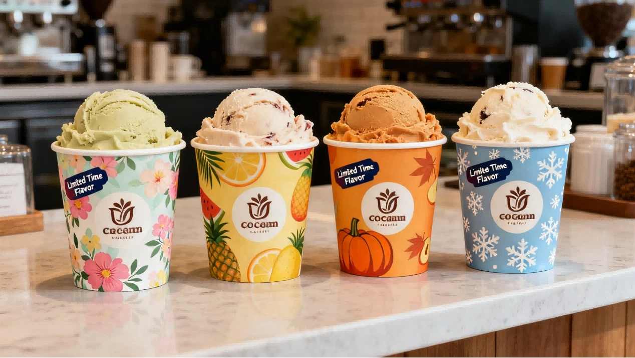 Paper Ice Cream Cups with logo 4 Paper Ice Cream Cups with logo 4